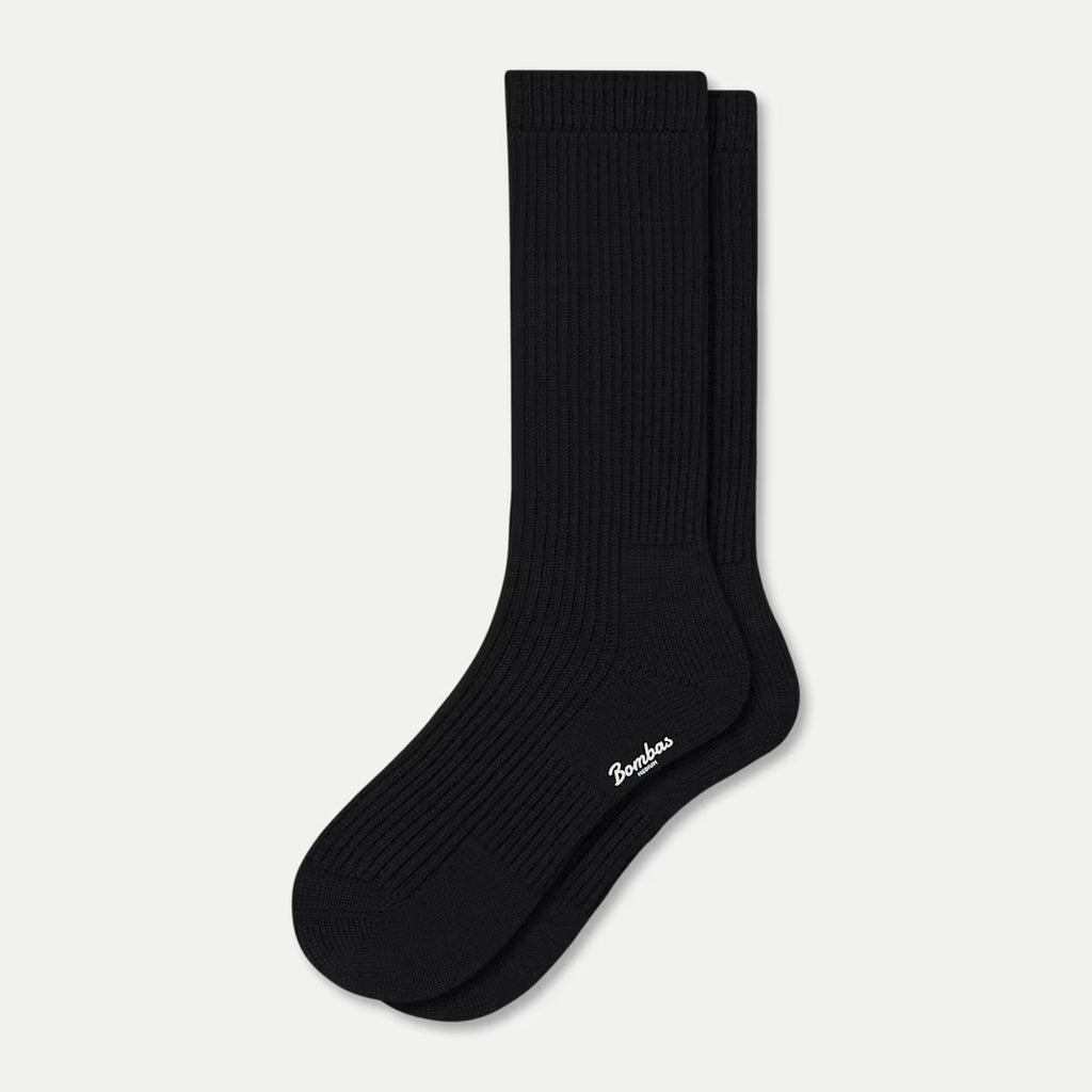 Men's Merino Cashmere Blend Fine Rib Calf Socks