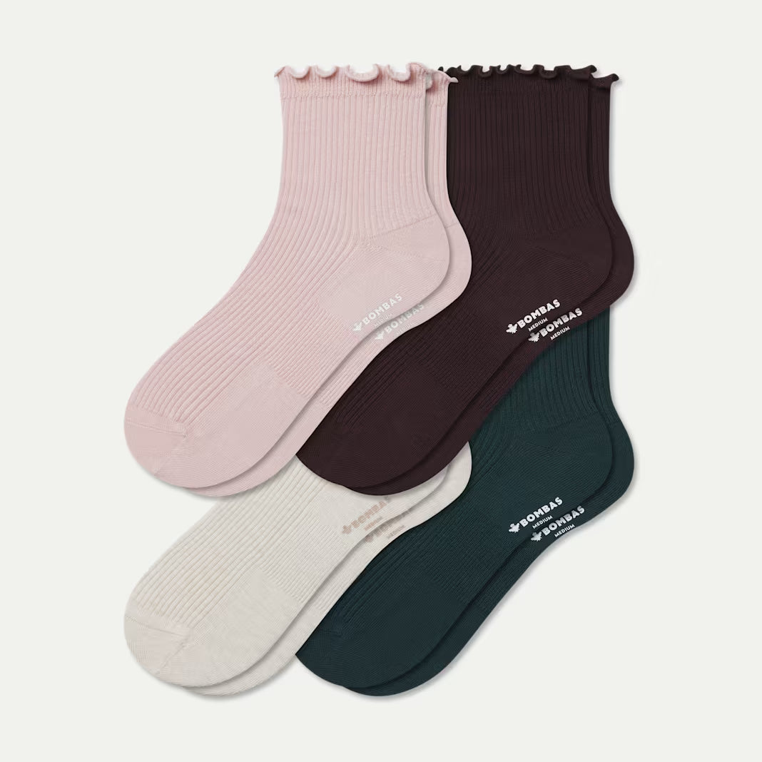 Women's Ruffle Rib Quarter Sock 4-Pack