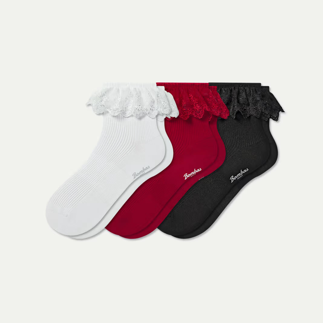 Women’s Ruffle Lace Quarter Sock 3-Pack
