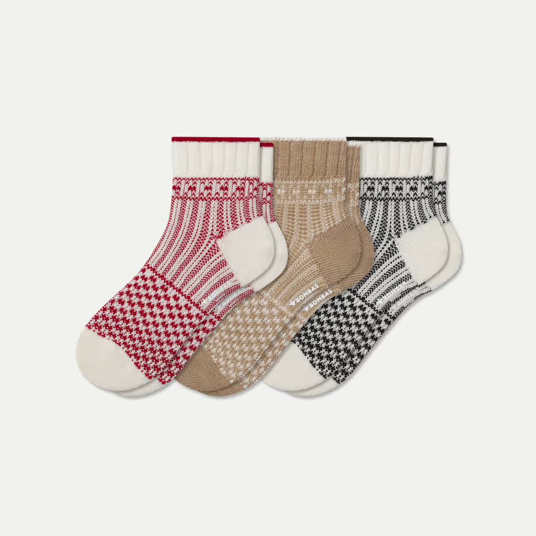 Women's Merino Wool Blend Sweater Quarter Sock 3-Pack