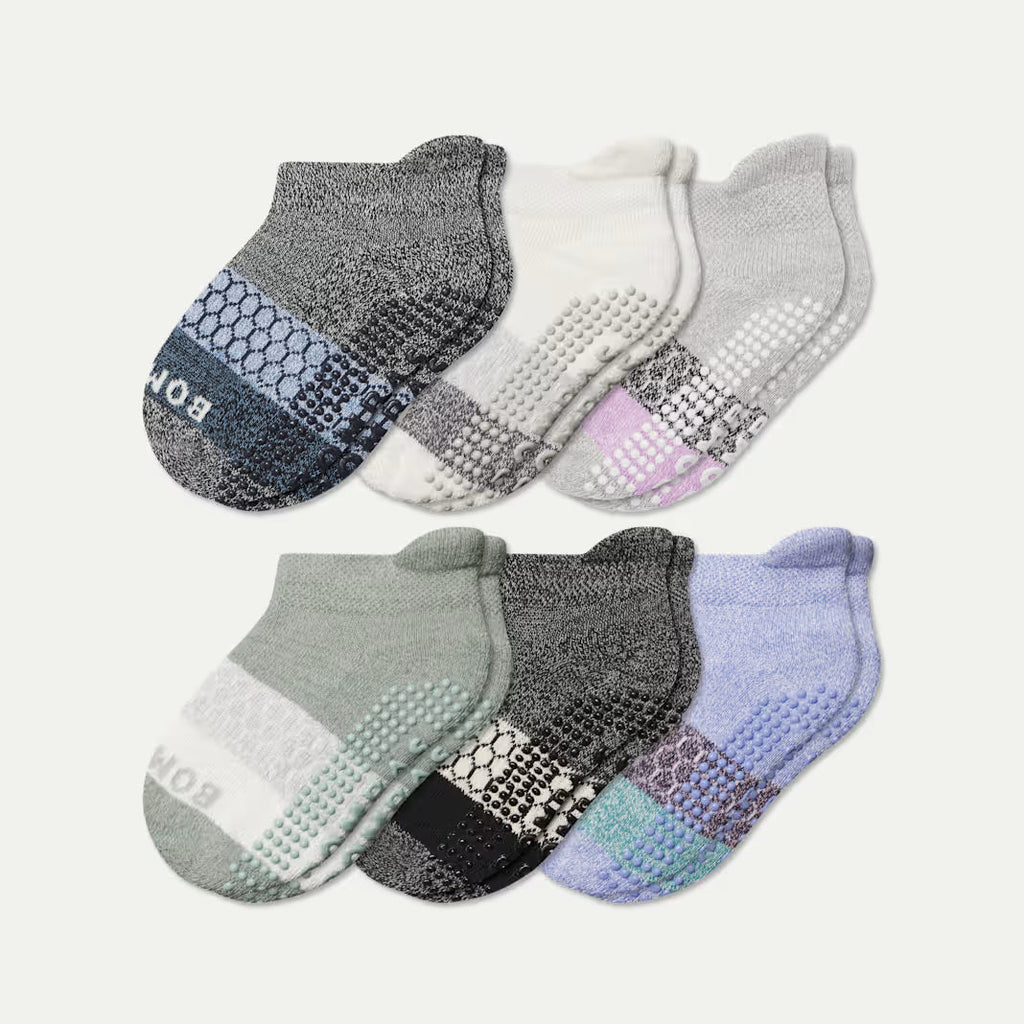 Toddler Tri-Block Gripper Ankle Sock 6-Pack