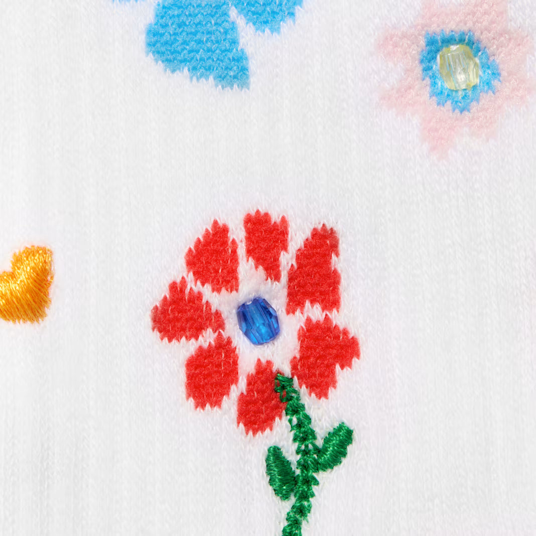 Bombas x Susan Alexandra Floral Embroidered Half Calf Socks