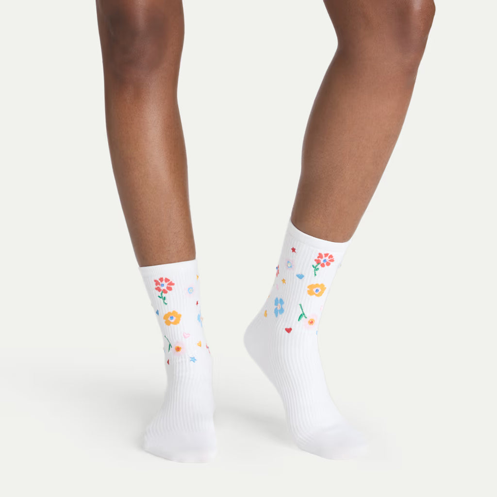 Bombas x Susan Alexandra Floral Embroidered Half Calf Socks