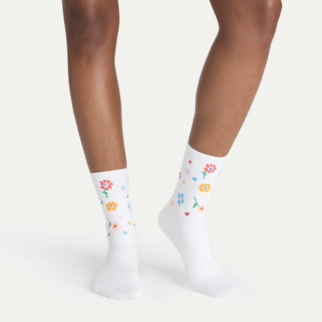 Bombas x Susan Alexandra Floral Embroidered Half Calf Socks
