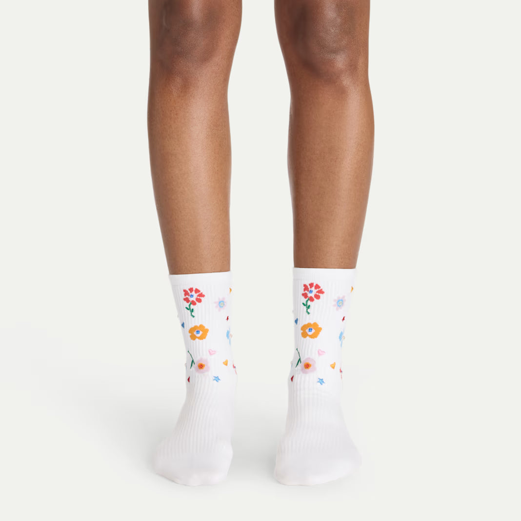Bombas x Susan Alexandra Floral Embroidered Half Calf Socks