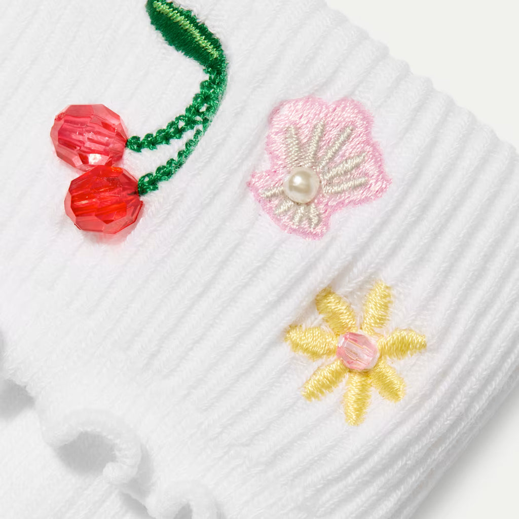 Bombas x Susan Alexandra Embellished Ruffle Rib Quarter Sock 2-Pack