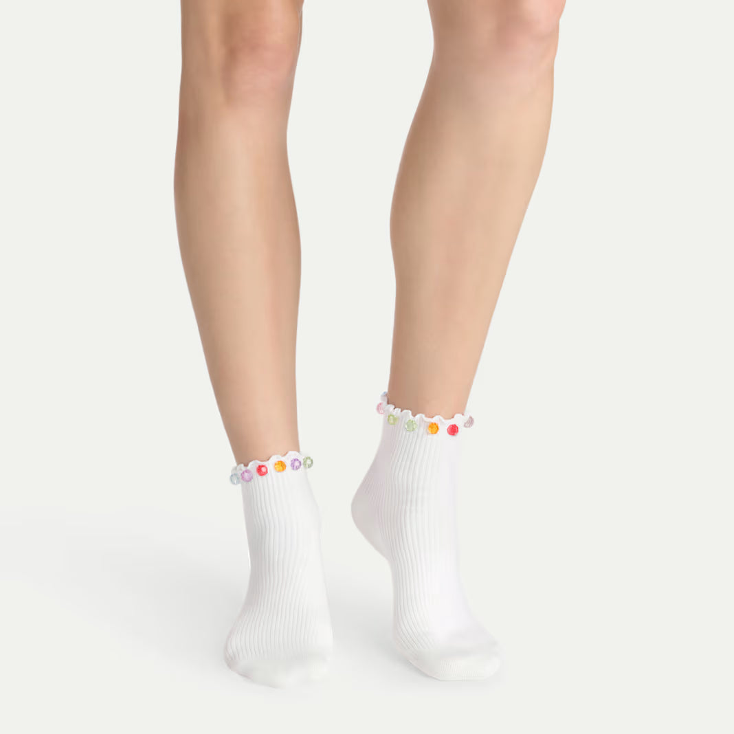 Bombas x Susan Alexandra Embellished Ruffle Rib Quarter Sock 2-Pack