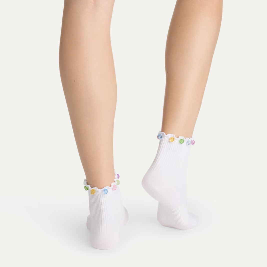 Bombas x Susan Alexandra Embellished Ruffle Rib Quarter Sock 2-Pack