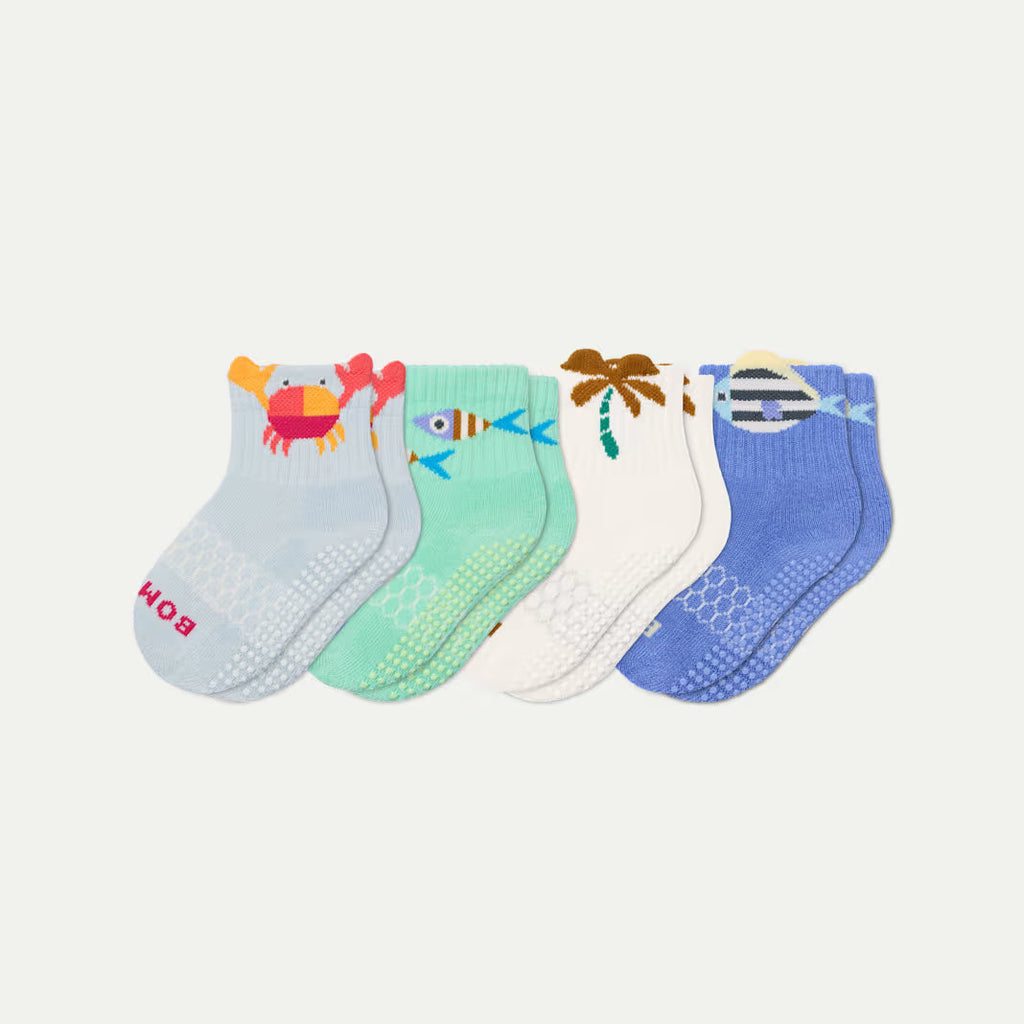 Toddler Seaside Gripper Calf Sock 4-Pack