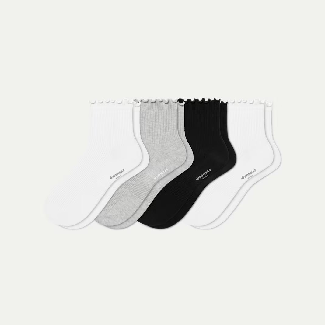 Women's Ruffle Rib Quarter Sock 4-Pack