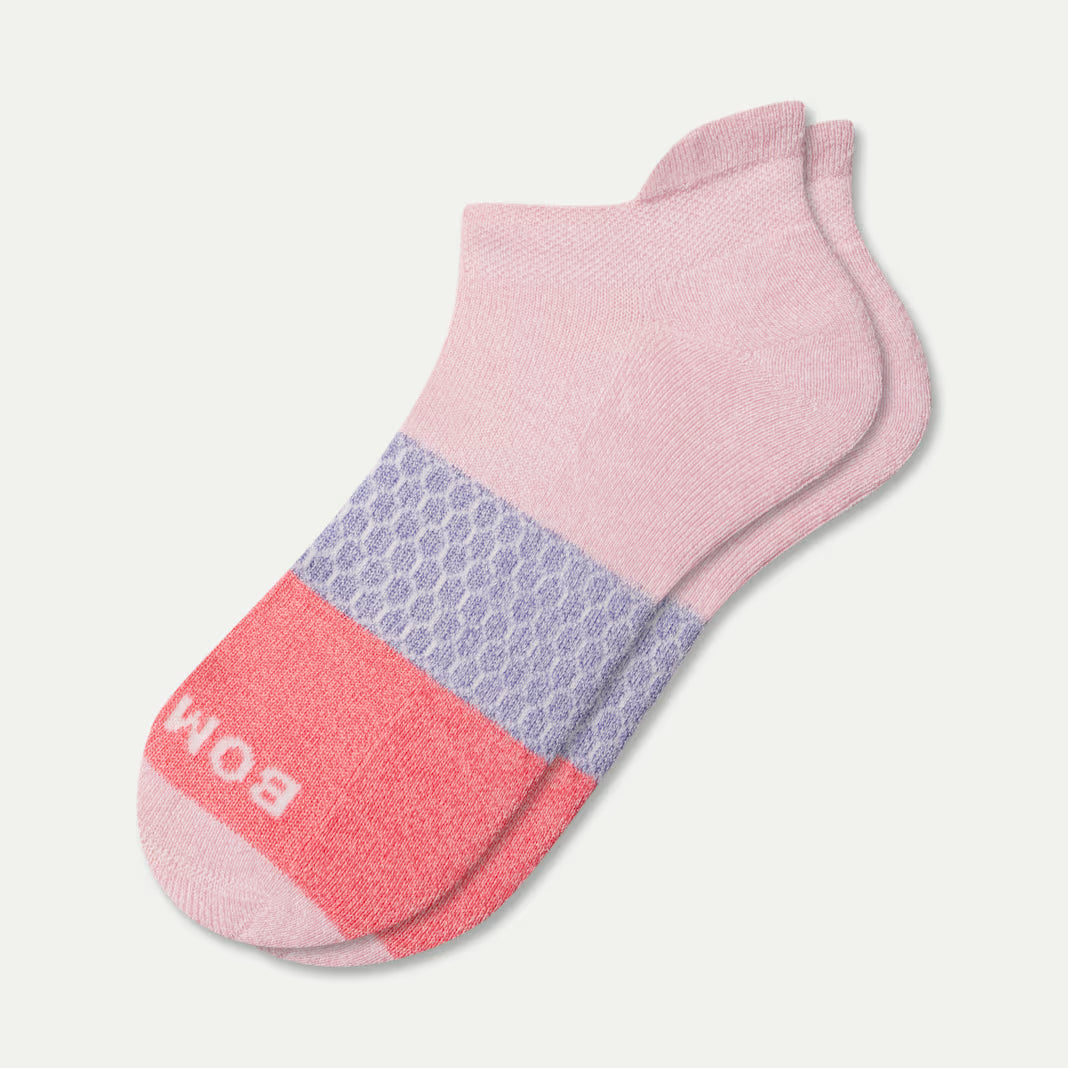 Bombas Women's Tri-Block Ankle Sock(Spanish Rose)
