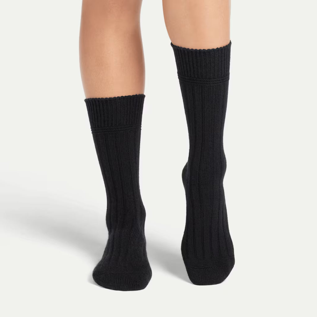 Women's Merino Cashmere Blend Rib Calf Socks