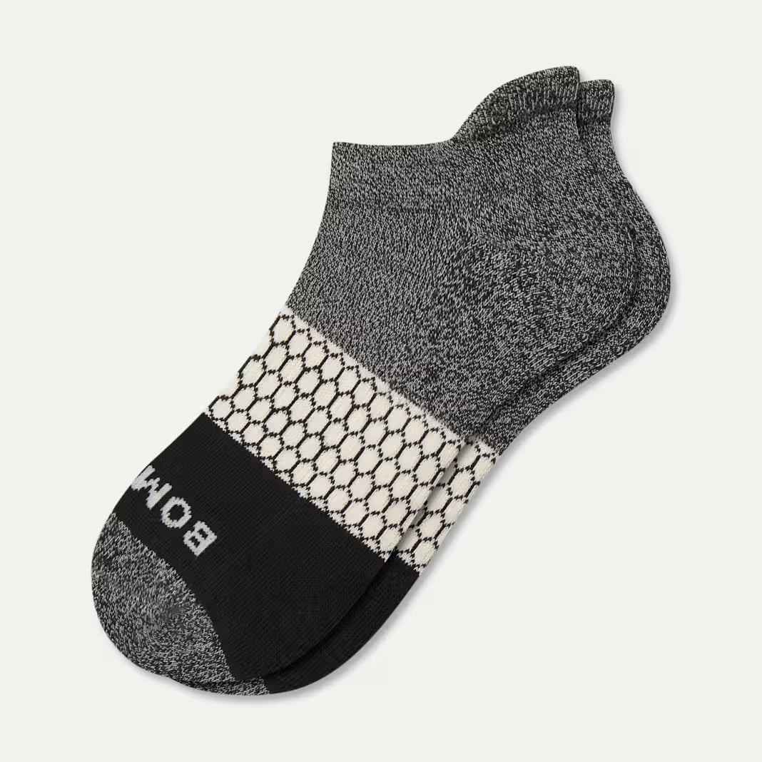 Bombas Women's Tri-Block Ankle Sock(Marled Dark Grey And Cream)