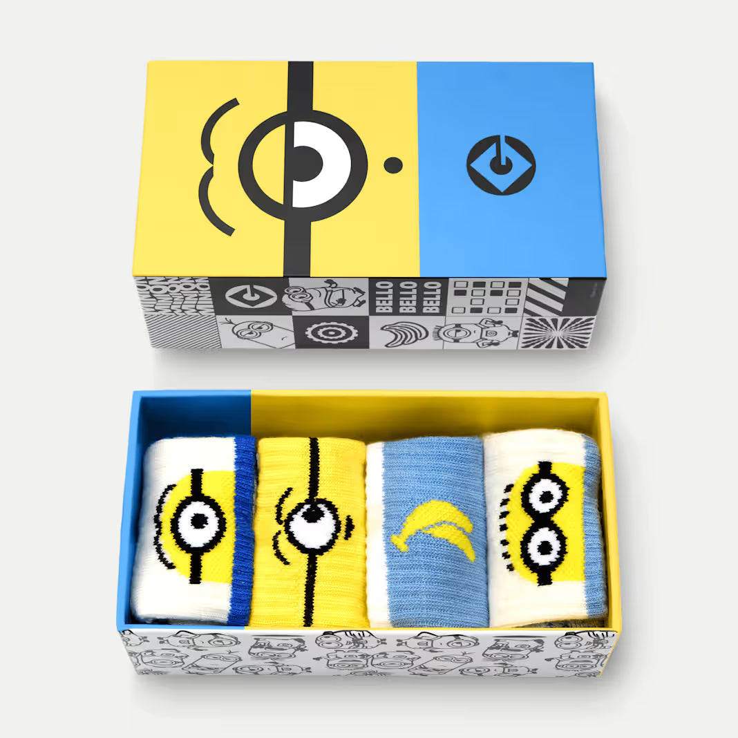 Toddler Minions Gripper Calf Sock 4-Pack Gift Box