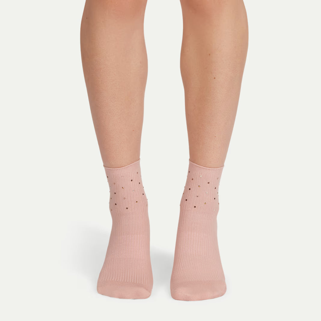 Women’s Rhinestone Rib Quarter Sock 3-Pack