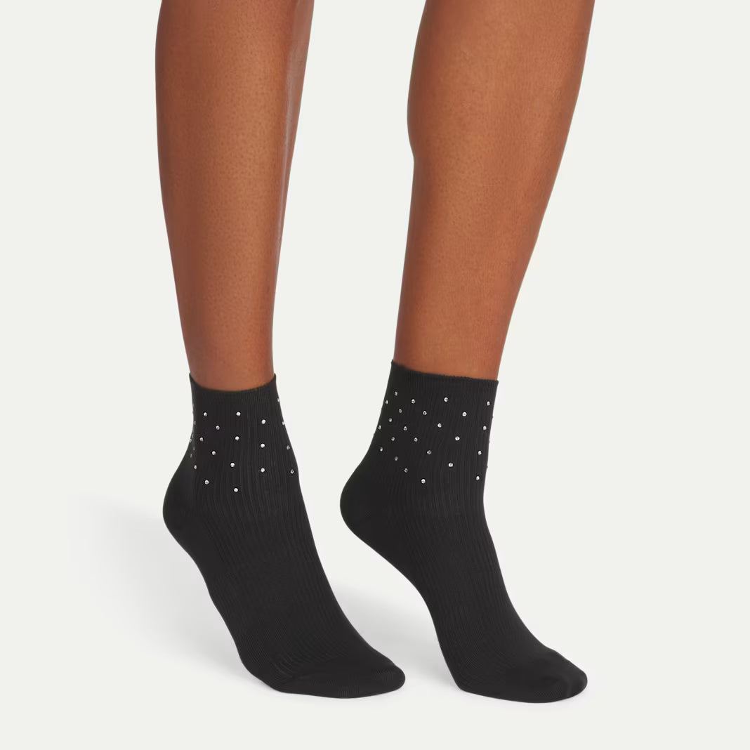 Women’s Rhinestone Rib Quarter Sock 3-Pack