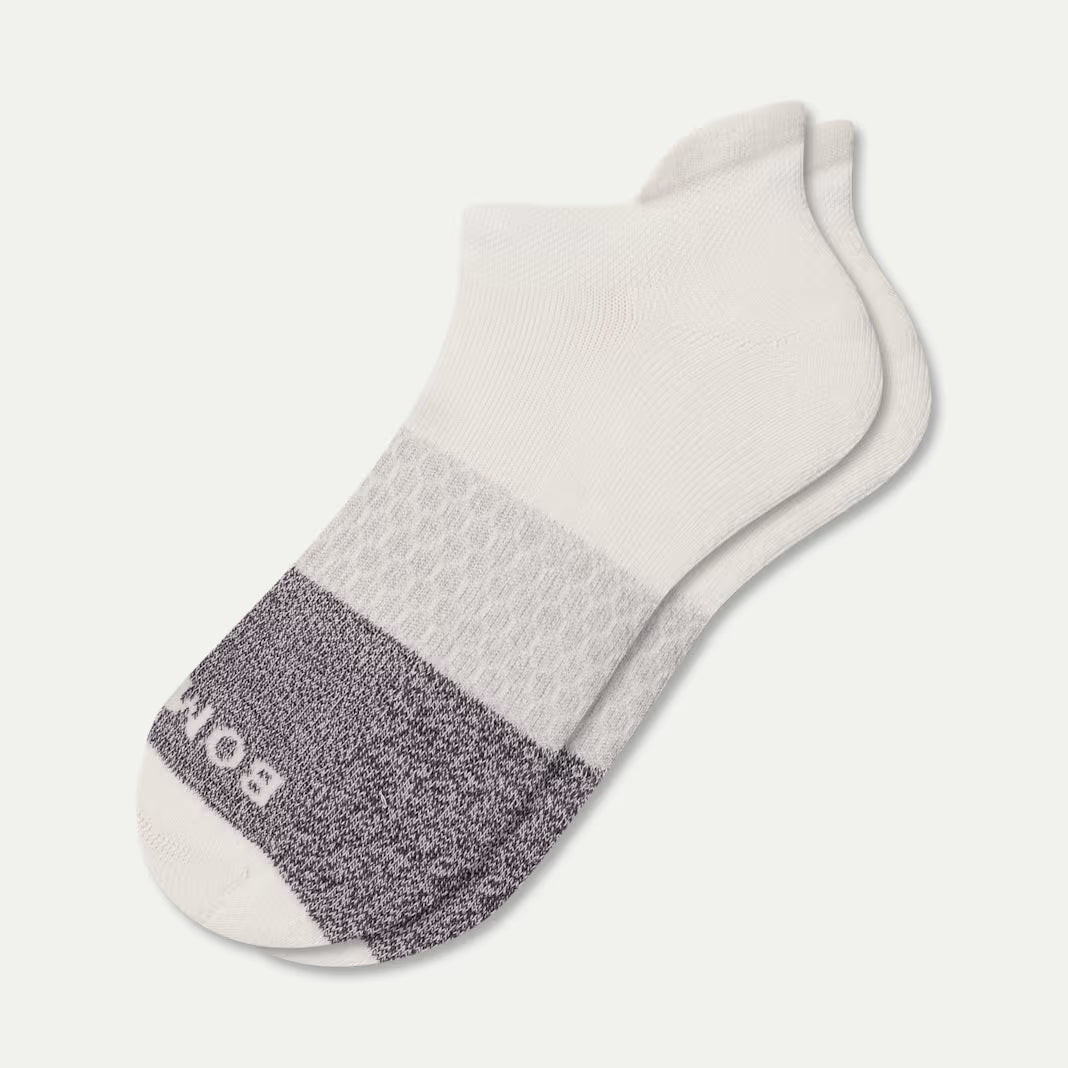 Bombas Women's Tri-Block Ankle Sock(soft white charcoal)