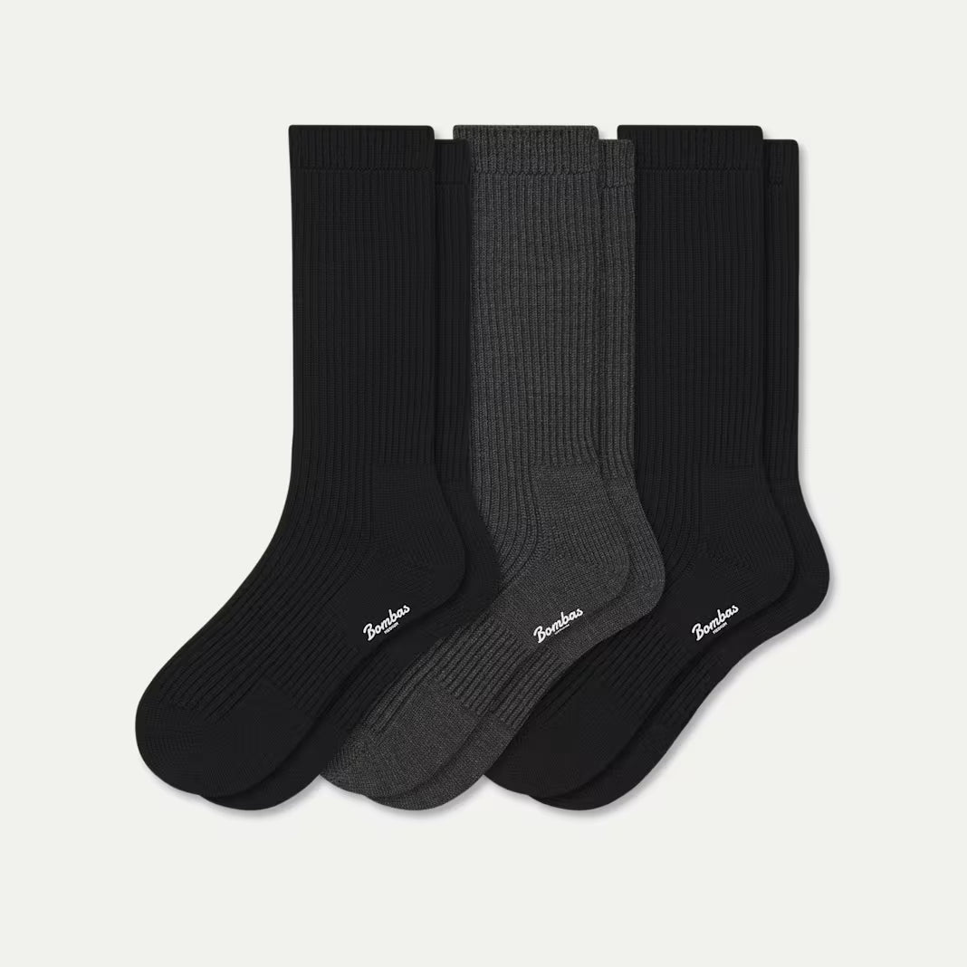Men's Merino Cashmere Blend Fine Rib Calf Sock 3-Pack