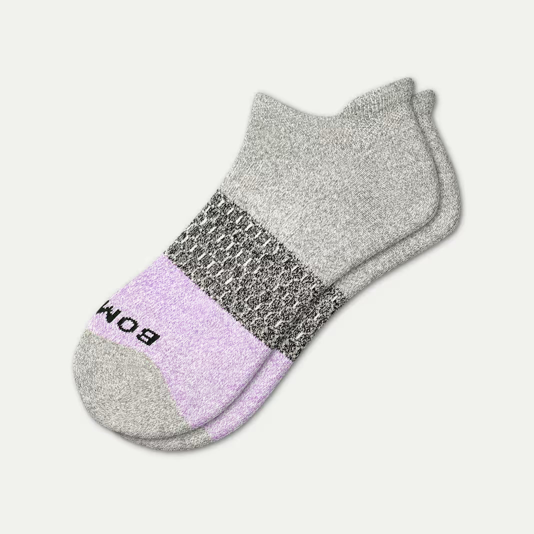 Bombas Women's Tri-Block Ankle Sock(grey lavender)