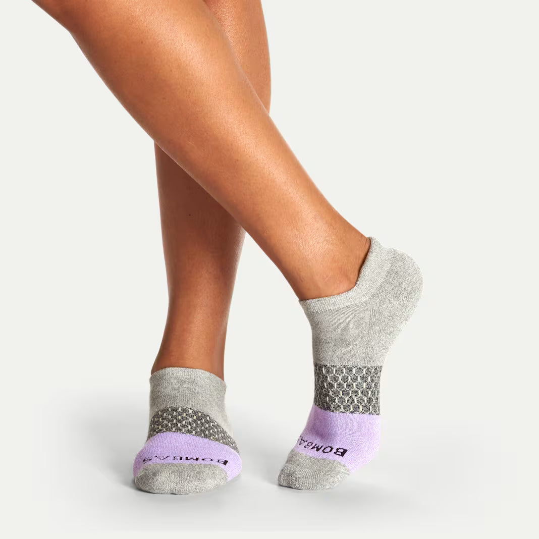 Bombas Women's Tri-Block Ankle Sock(grey lavender)