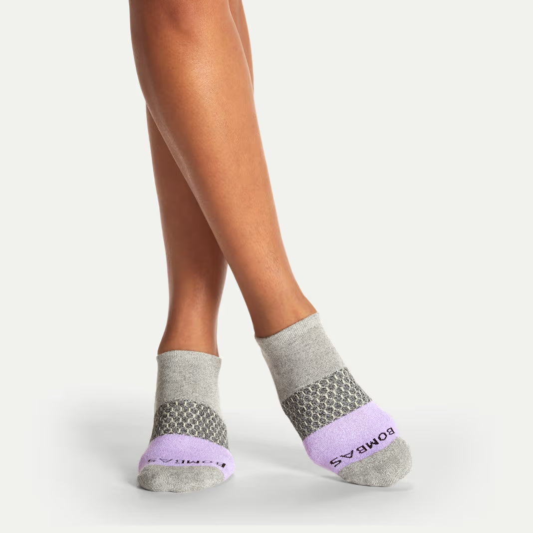 Bombas Women's Tri-Block Ankle Sock(grey lavender)