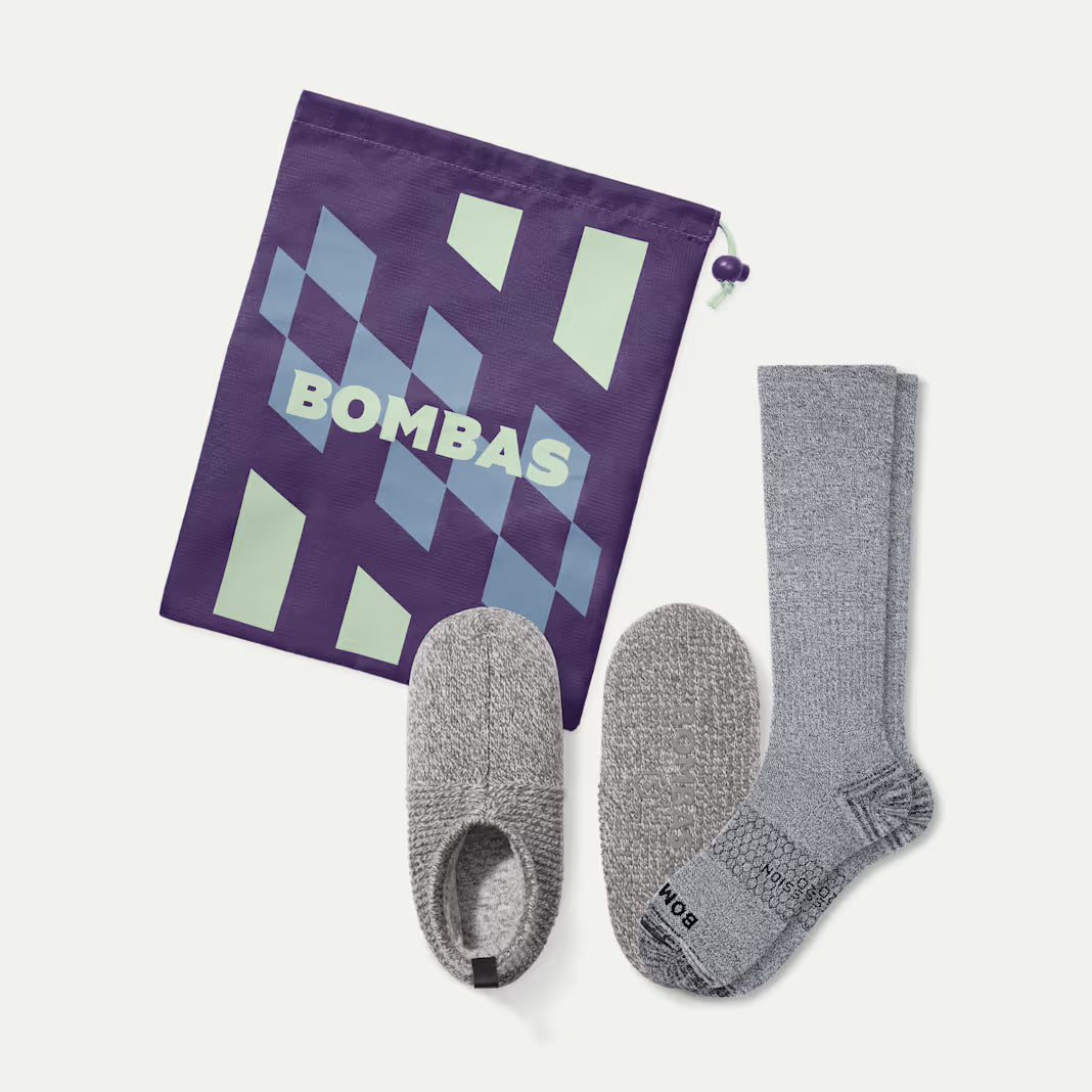 Women's Travel Compression Sock and Gripper Slipper 2-Pack