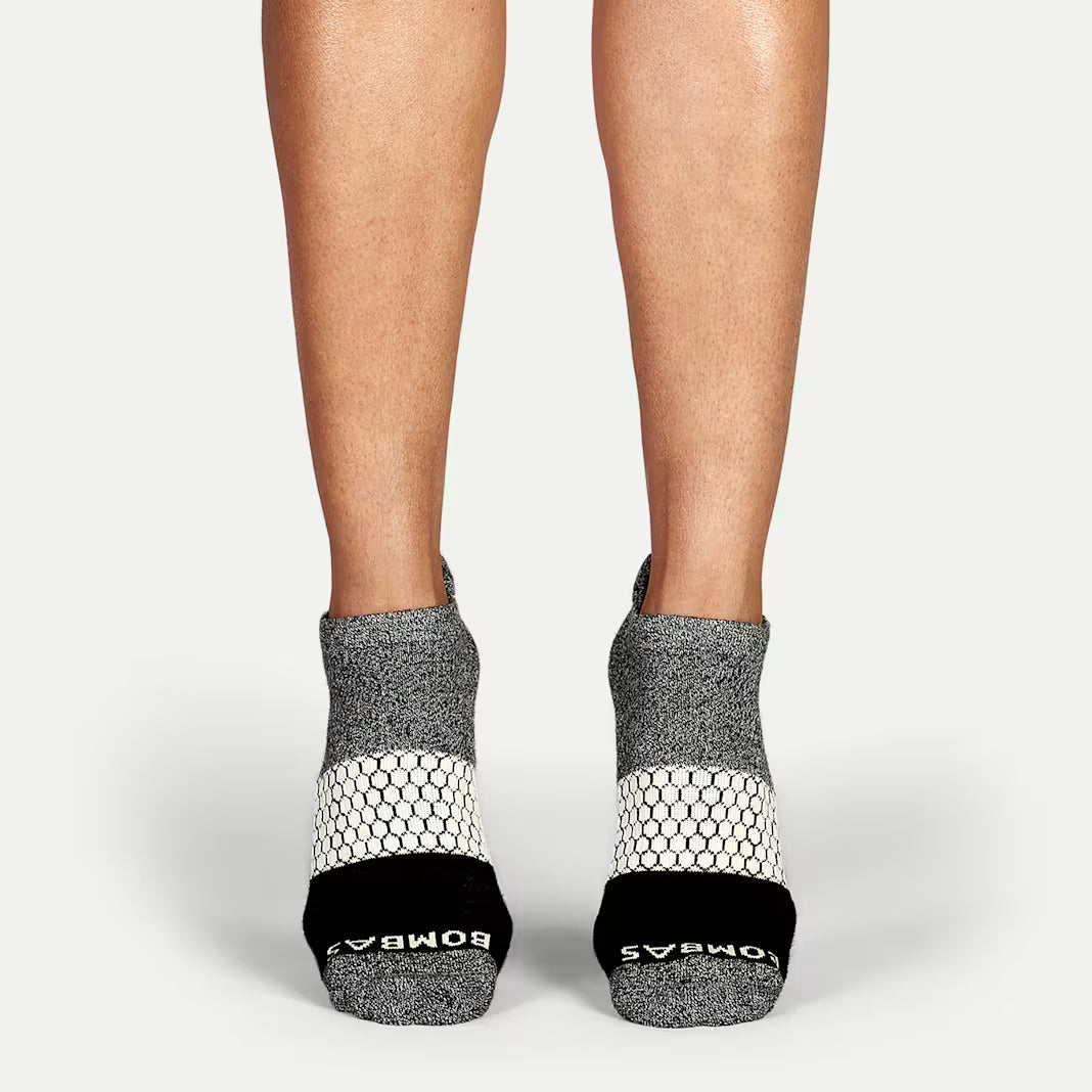 Women's Tri-Block Ankle Sock(Marled Dark Grey And Cream)