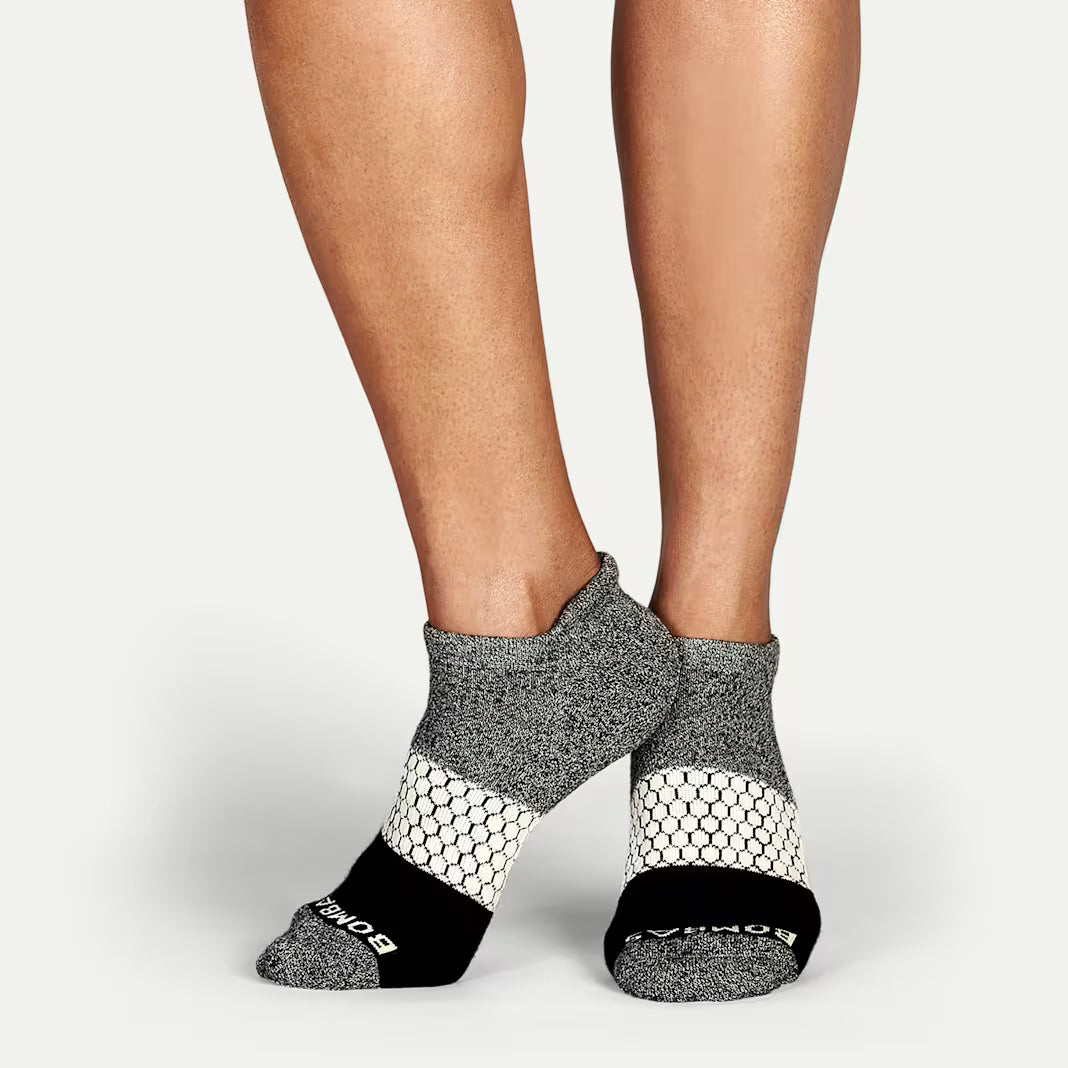 Women's Tri-Block Ankle Sock(Marled Dark Grey And Cream)