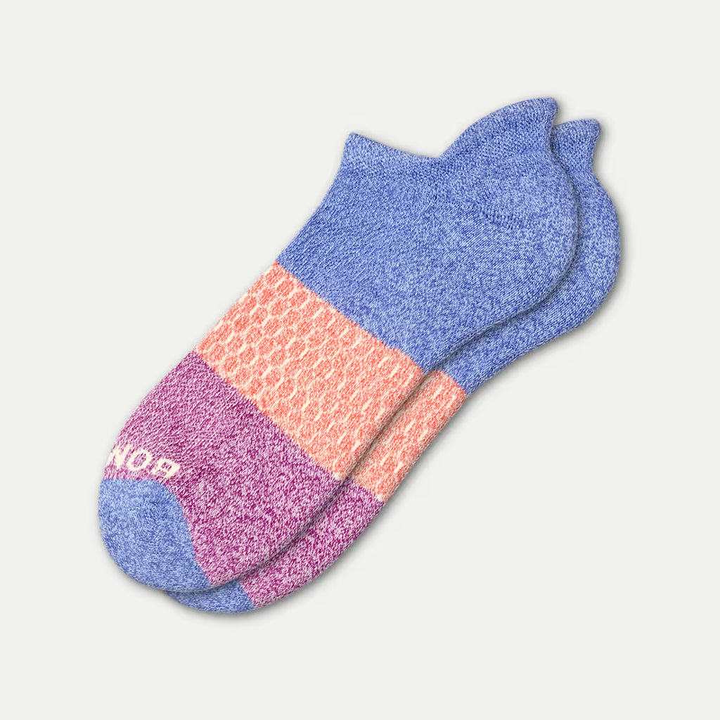 Women's Tri-Block Ankle Sock(Marled Violet And Magenta)