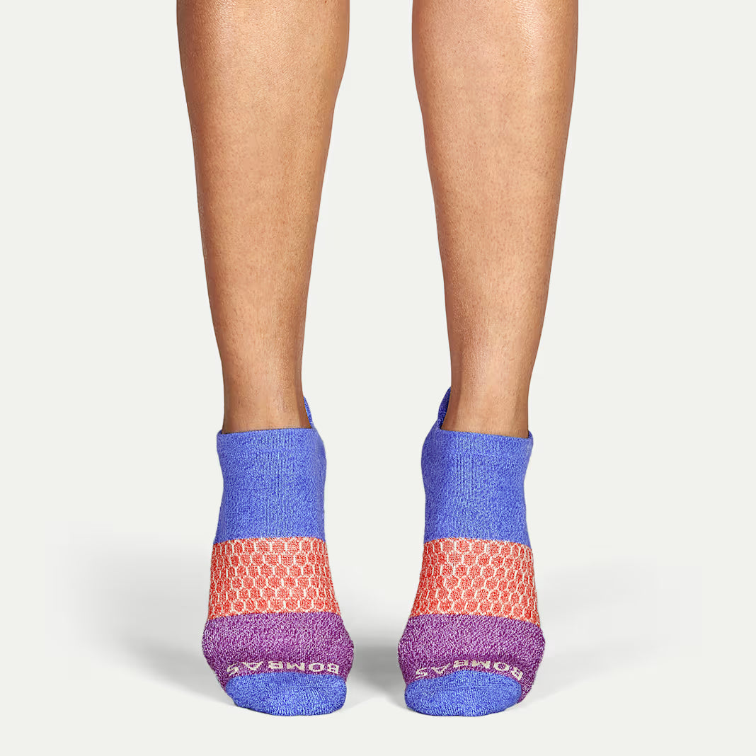 Bombas Women's Tri-Block Ankle Sock(Marled Violet And Magenta)