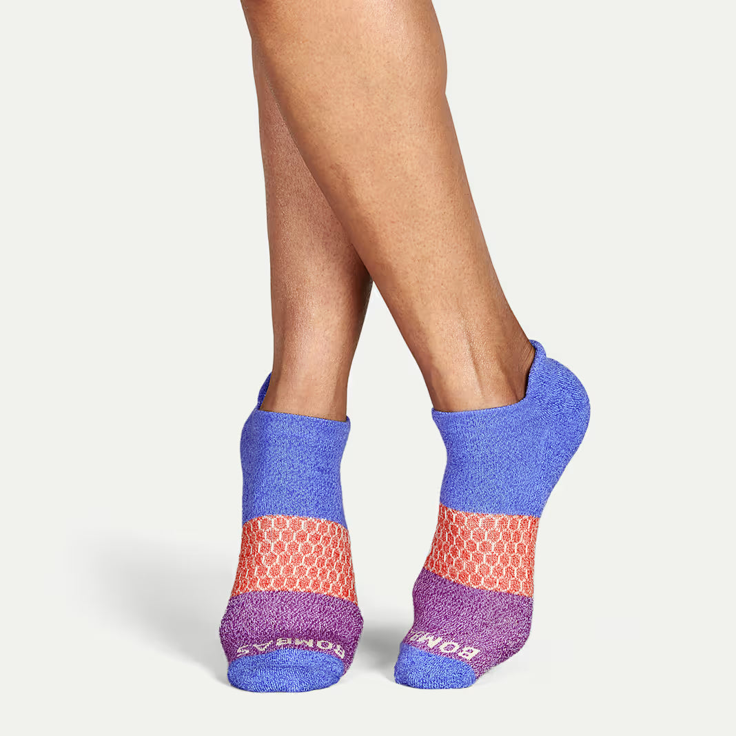 Bombas Women's Tri-Block Ankle Sock(Marled Violet And Magenta)