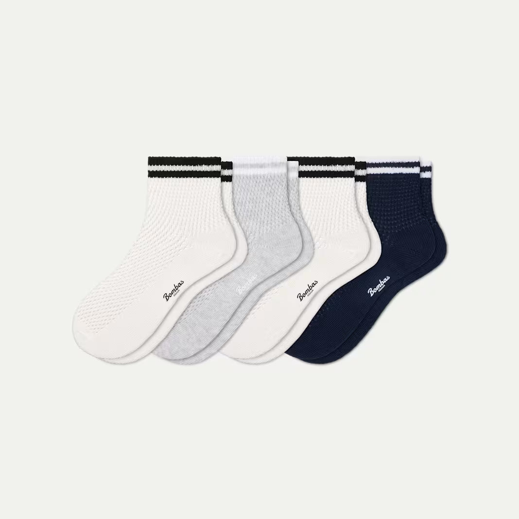 Women's Vintage Stripes Open Knit Quarter Sock 4-Pack