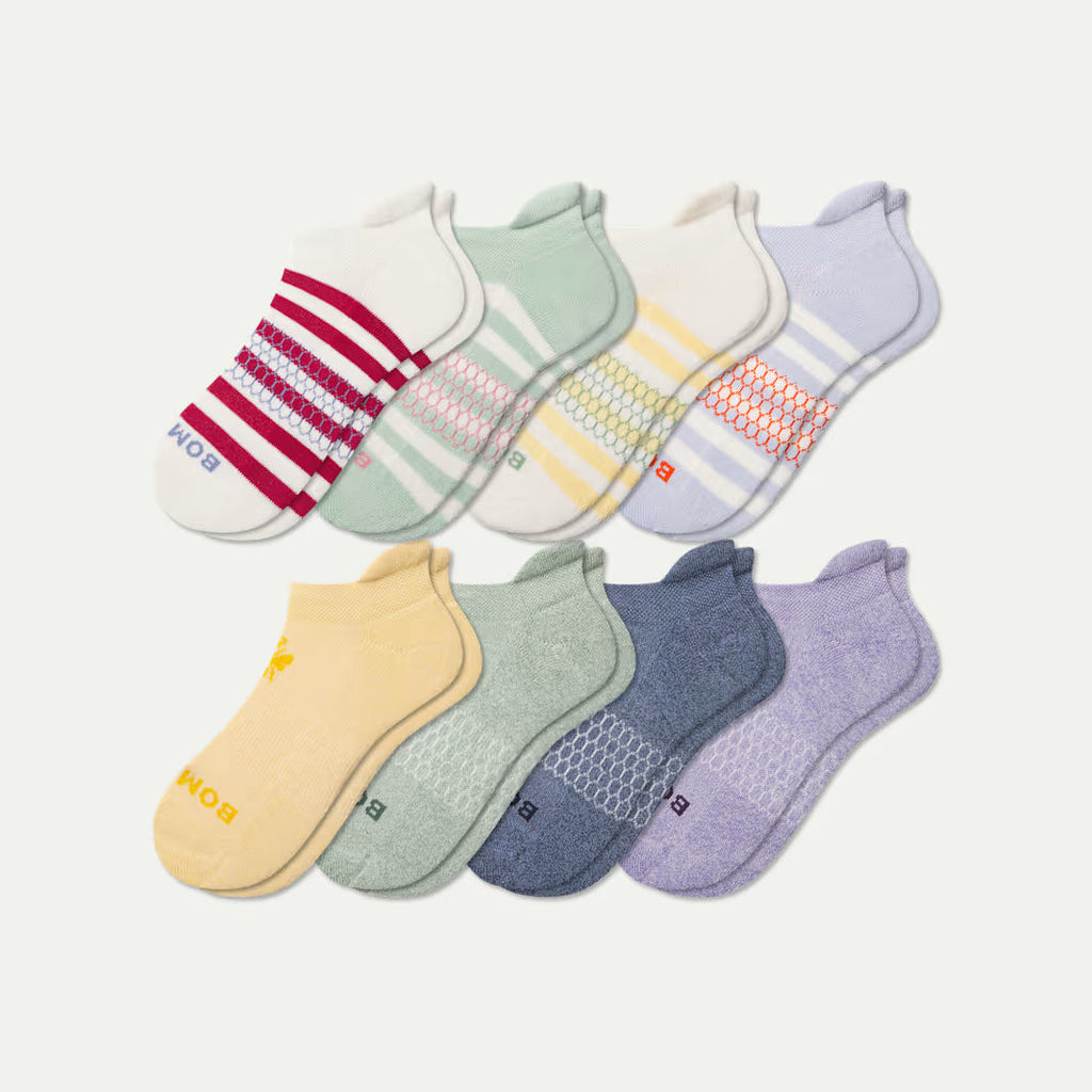 Bombas Youth Ankle Sock 8-Pack(mint stripe mix)