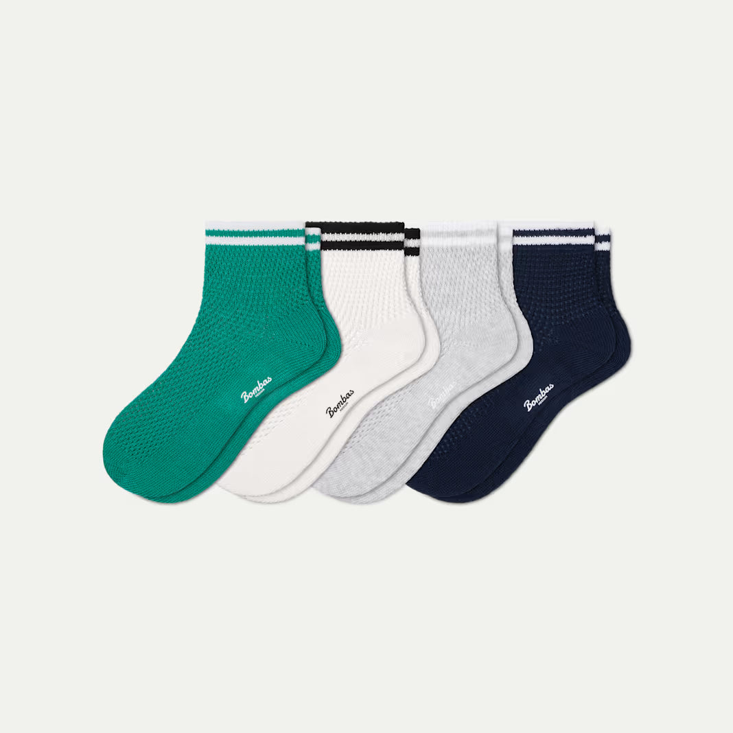 Women's Vintage Stripes Open Knit Quarter Sock 4-Pack