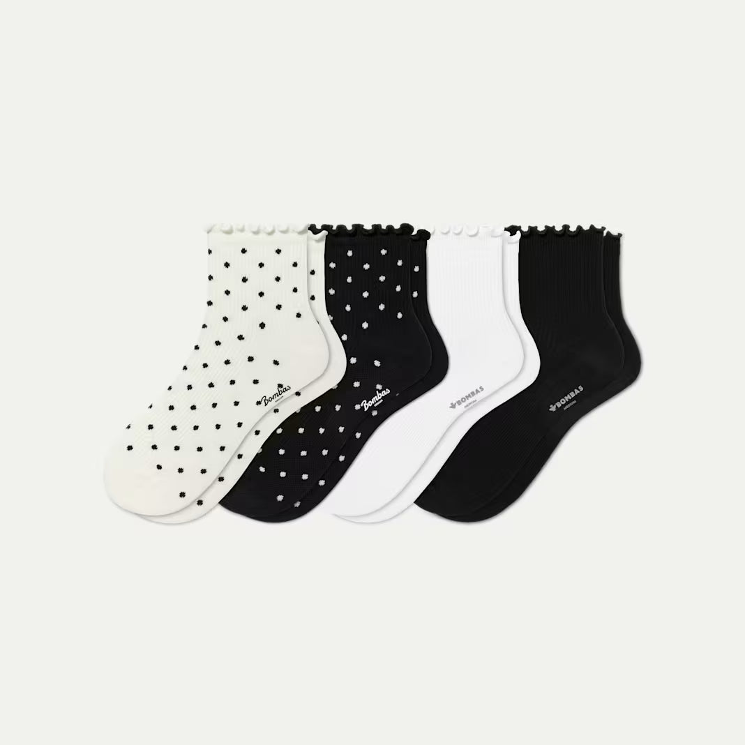 Women's Ruffle Rib Quarter Sock 4-Pack